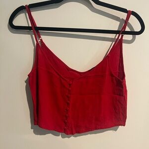Red Button-Front Camisole Crop Top